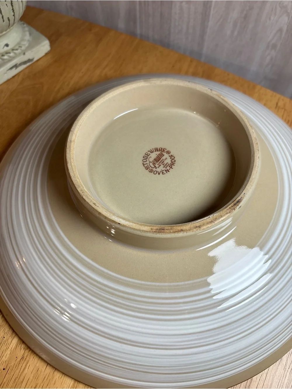 Vintage Nasuga 12”Stoneware Serving Bowl Blue Spiral Botanical Design Ovenproof